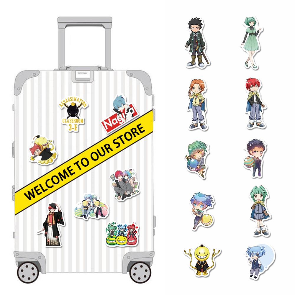 50pcs Stiker Desain Kartun Anime Assassination Classroom Anti Air Untuk Laptop