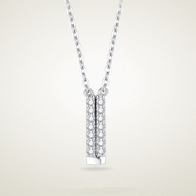 Kalung Rantai Sterling Silver 925 Dengan Liontin Kristal Zircon AAA Bentuk V Untuk Wanita