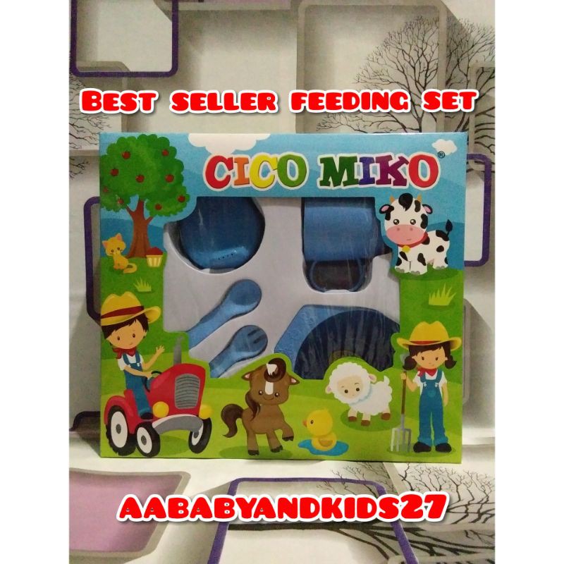 Fedding Set Alat Makan Cico Miko Ukuran Kecil-Set Alat Makan Cico Miko Size Kecil-Kado Bayi Murah