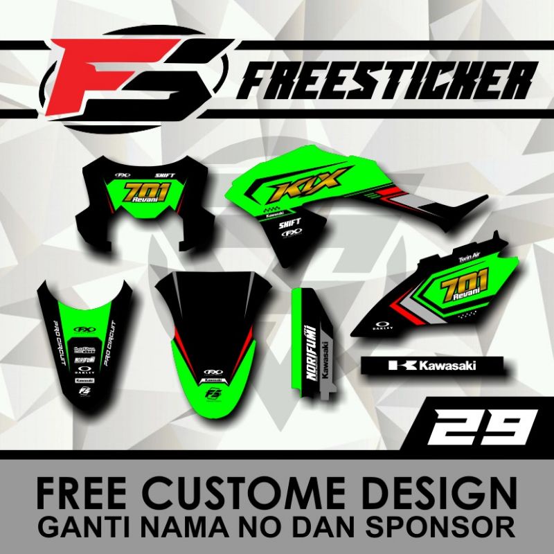 DECAL KLX 150 BF, L, G, S GREEN GOLD BISA REQUEST