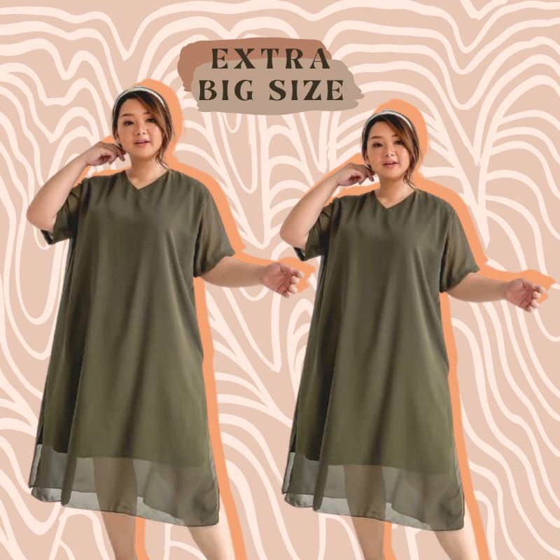LOOSE DRESS BIG SIZE PLUS SIZE JUMBO WANITA