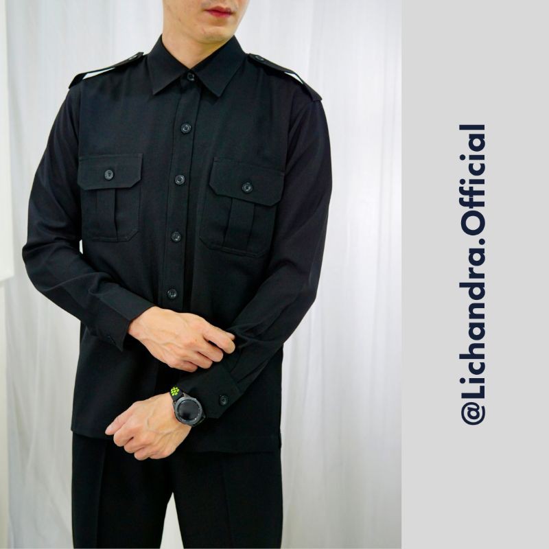 kemeja safari tangan panjang pria original Lichandra Collection