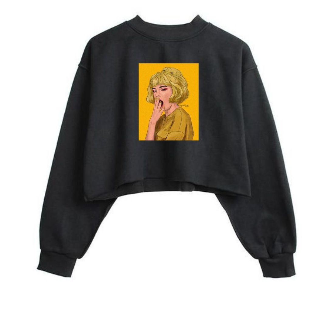 Clothing May - Sweater Crop Kekinian Gambar Lucu Sweater Distro Croptop Atasan Krop Top Wanita Cewek Viral
