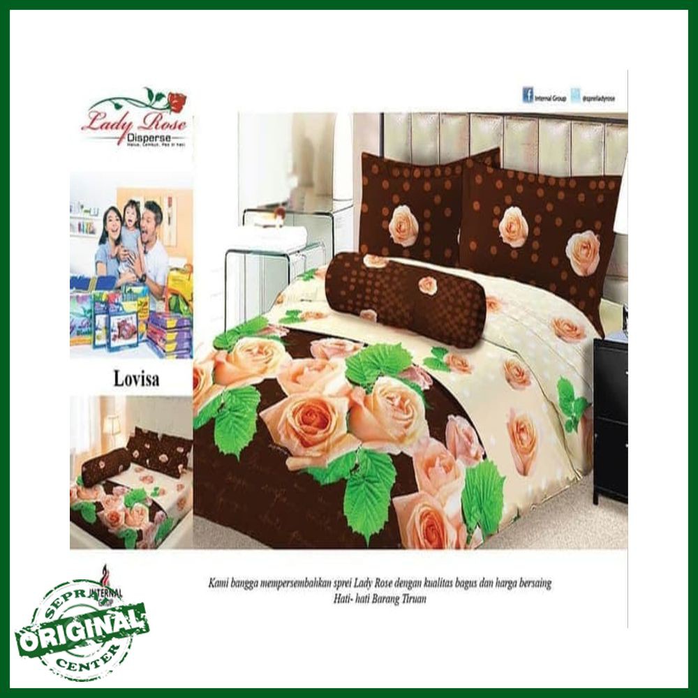 SEPREI LADY ROSE / SPREI LADY ROSE LOVISA QUEEN 160 No.2 SEPRAI MAWAR PEACH LUXURY HIJAU
