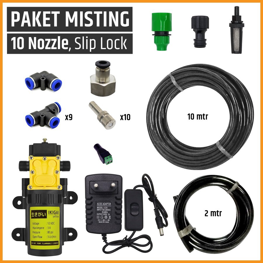 Paket Misting / Kabut / Embun, 10 Mist Nozzle / Titik