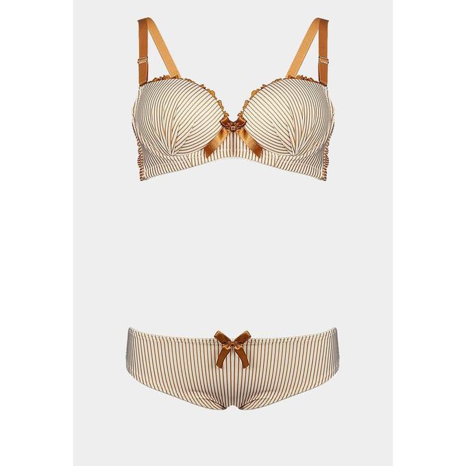 [[BISA COD]] You've Bra Set Line Pattern 1602 BH dan CD Pakaian Dalam Wanita Sexy - Cokelat, 36