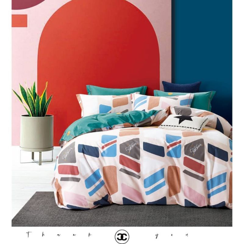 Seprei katun Jepang motif abstrak