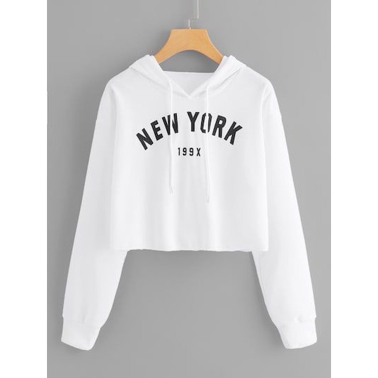 SWEATER CROP HOODIE NewYork9X BAHAN FRENCHTERRY TERLARIS