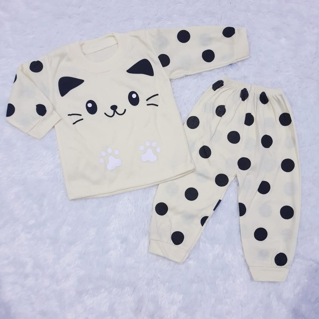COD Bayar Ditempat Baju Baby / Baju Piyama Anak Motif Kucing / Setelan Anak / Baby Alicia