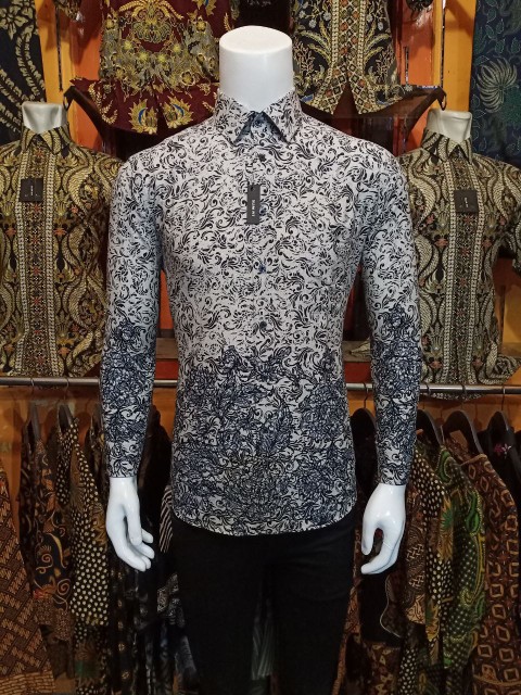 Atasan Kemeja Batik Pria Lengan Panjang Perwira By Kanaya Full  Bahan Katun Halus