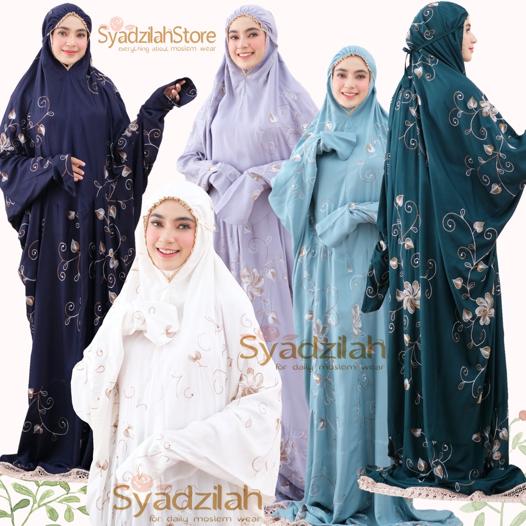 SYADZILAH - Mukena Terusan Dewasa Bordir Maryam Katun Rayon