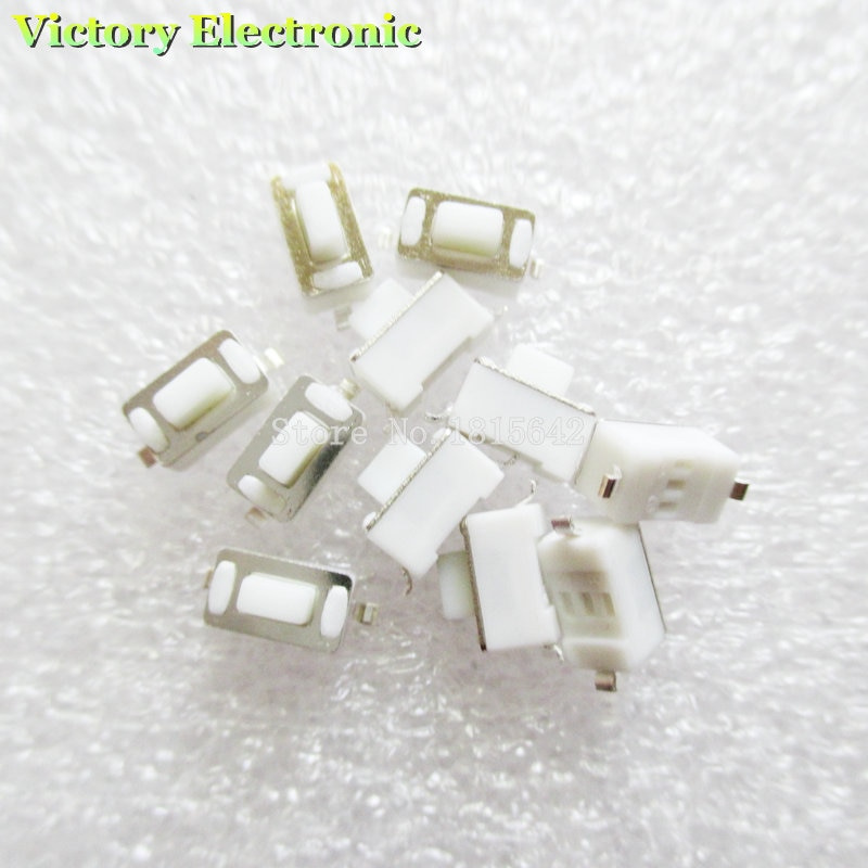 100pcs / Lot Saklar Tombol Tekan Micro Switch 3x6 X 5mm 2pin Smd Tact Warna Putih 3x6 X 5h