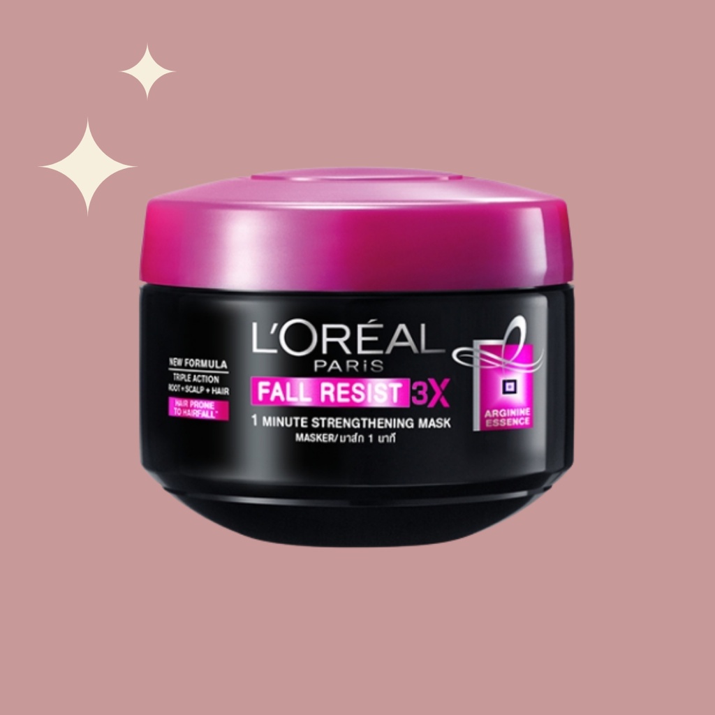 L'Oreal Paris Fall Resist 3X 1 Minute Strengthening Spa Hair Mask 200ml - Loreal Masker Rambut Ronto