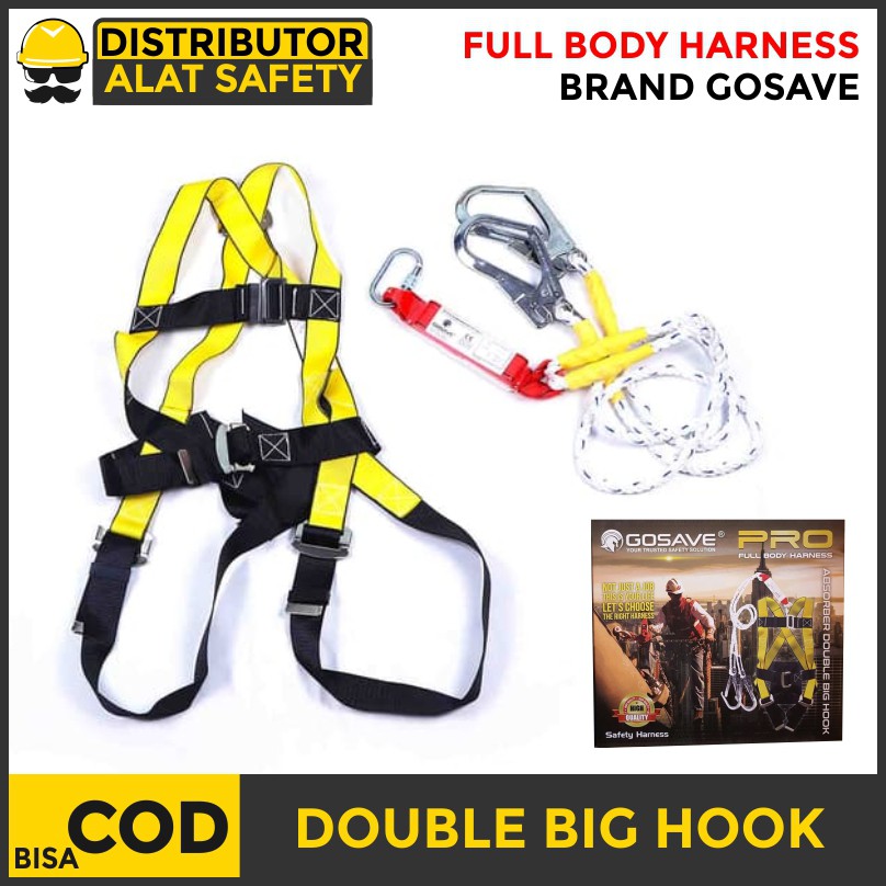 Jual Original Full Body Harness Absorber Double Lanyard Big Hook Safety Belt Sabuk Indonesia 3248