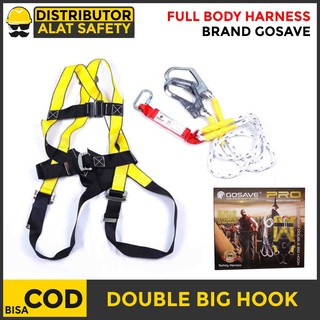 ORIGINAL Full Body Harness Absorber Double Lanyard Big Hook Safety Belt