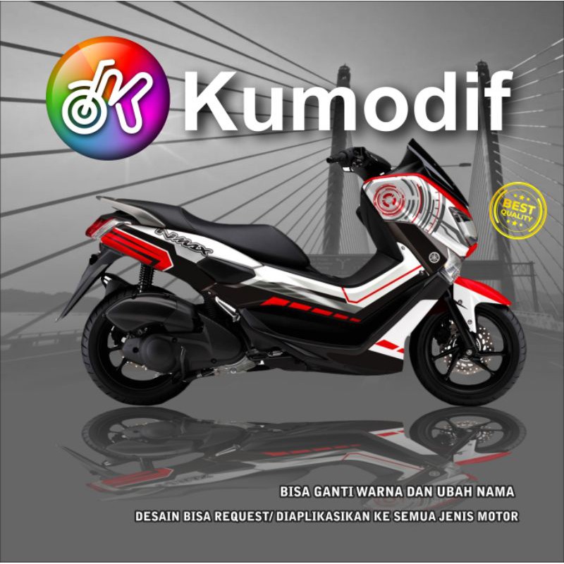 Sticker Decal NMAX motif simple merah Putih full body