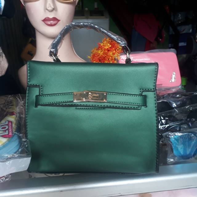 tas import hijau botol