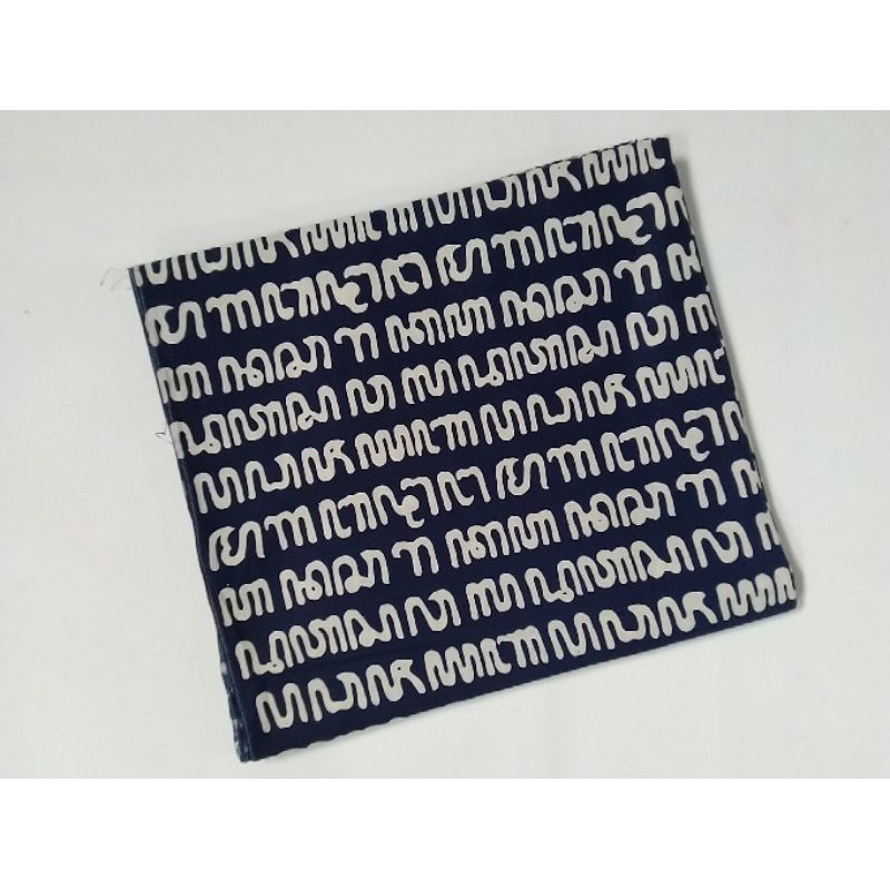 Kain batik cap sewarna Jogja aksara jawa biru