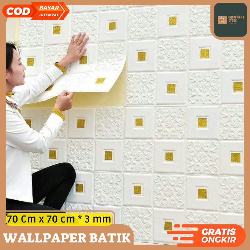 Wallpaper 3D FOAM Tebal 70 X 70 Cm Wallpaper Dinding 3D Motif Foam Batik Bunga