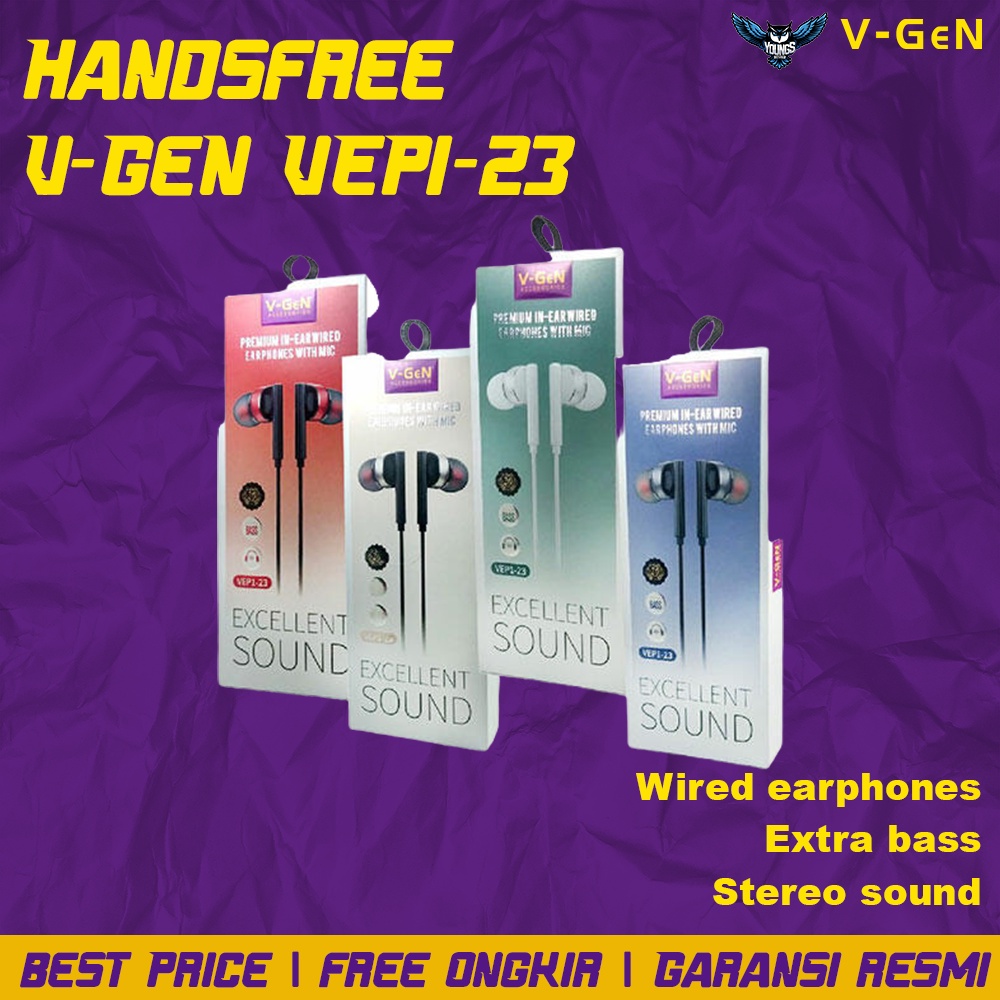 Handsfree V-GeN VEP1-23 Wired Earphone Headset Stereo Sound VGEN