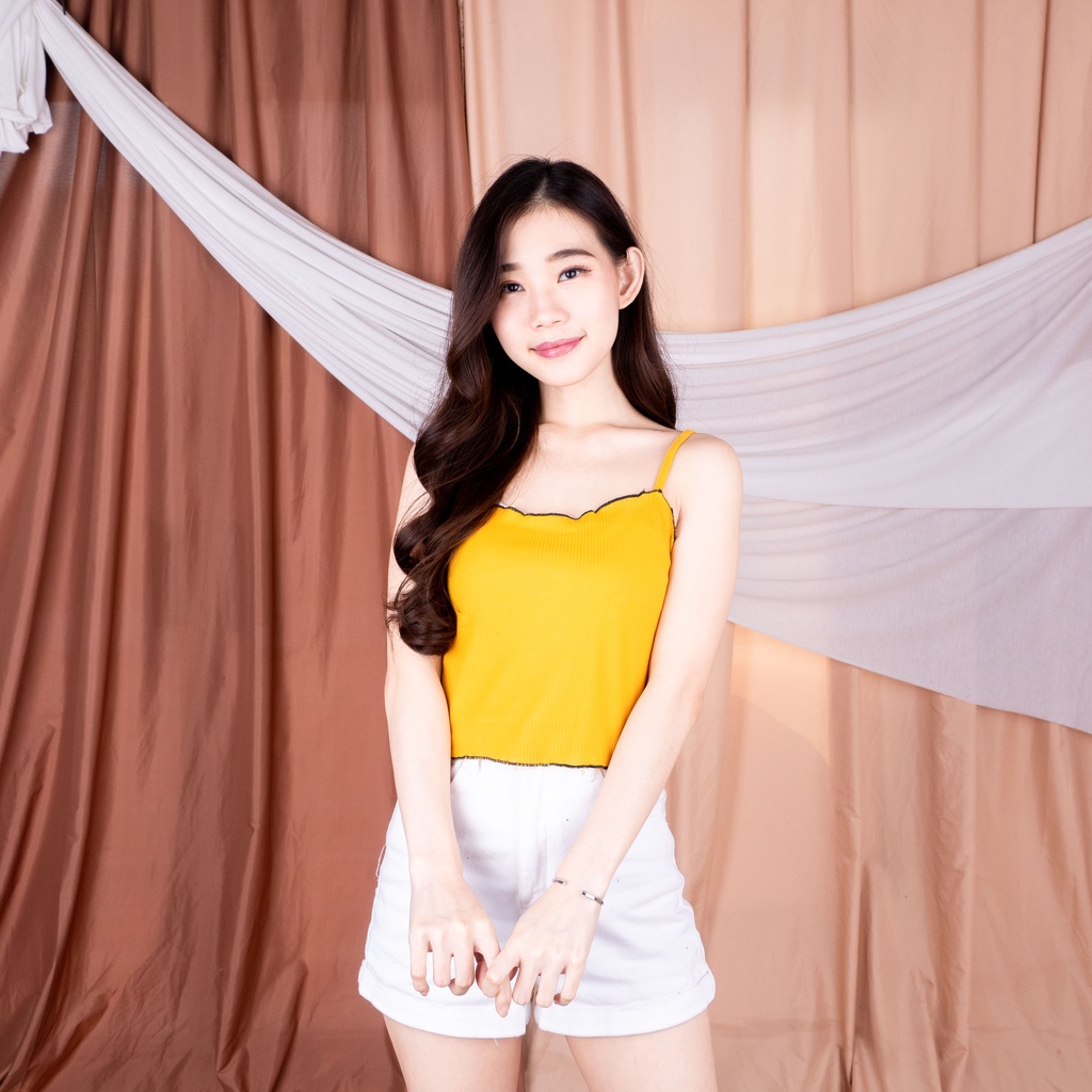 Tanktop Lacta Rib / Tanktop Korea / Tanktop Wanita SALE MURAH 1 KG MUAT 12PC-MUSTARD