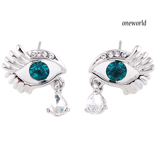 OW@ Women's Crystal Rhinestone Eye Tear Pendant Eyelash Earrings Eardrop Jewelry