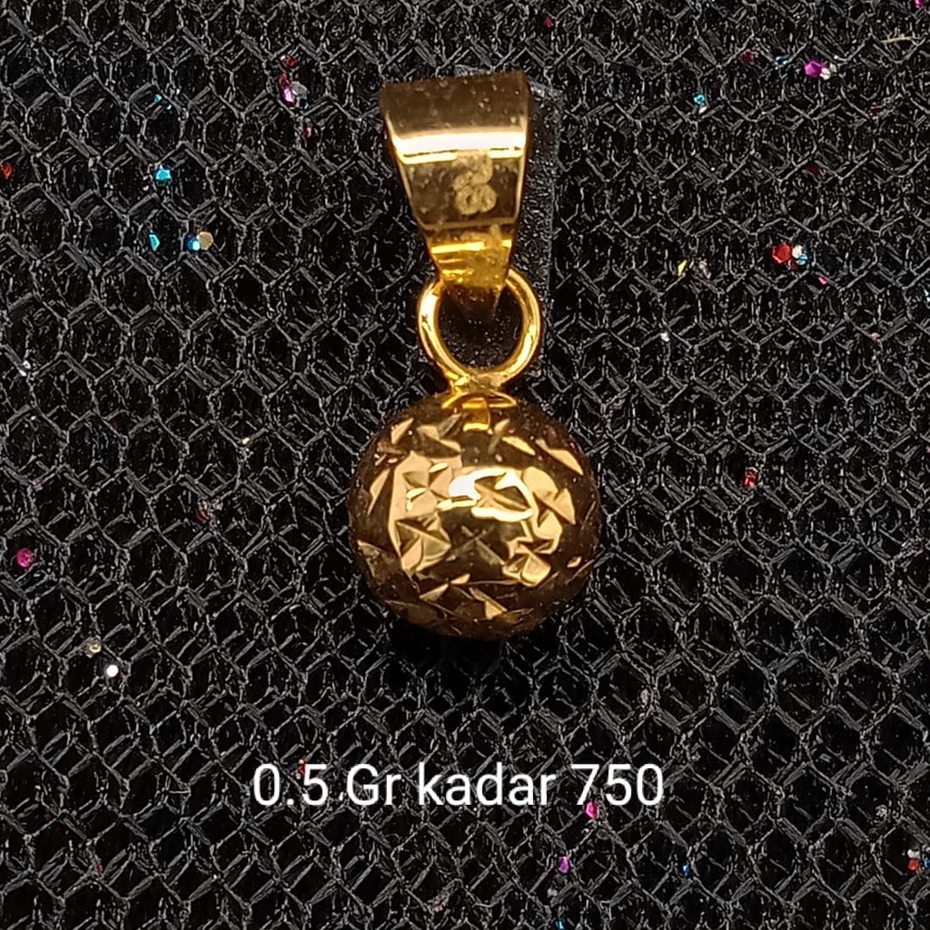 Liontin Emas 17K Kadar 750 - model bola slep berat 0.5 gram - 1506