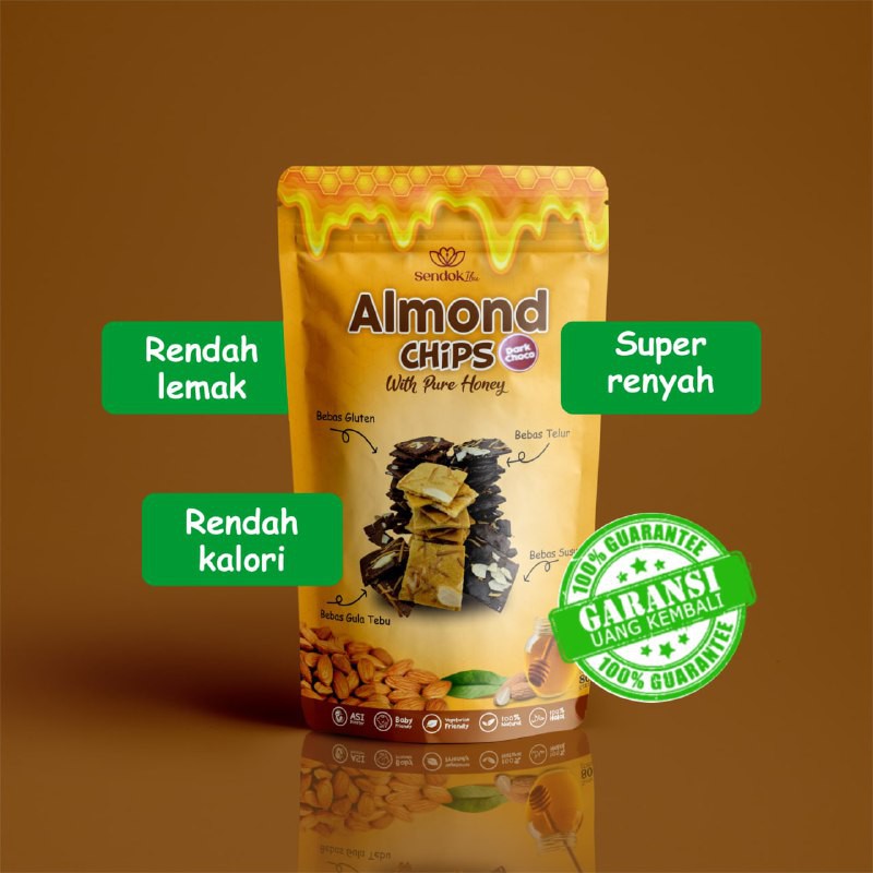 

Almond Chips - Dark Choco - Cemilan Snack Sehat | SENDOKIBU