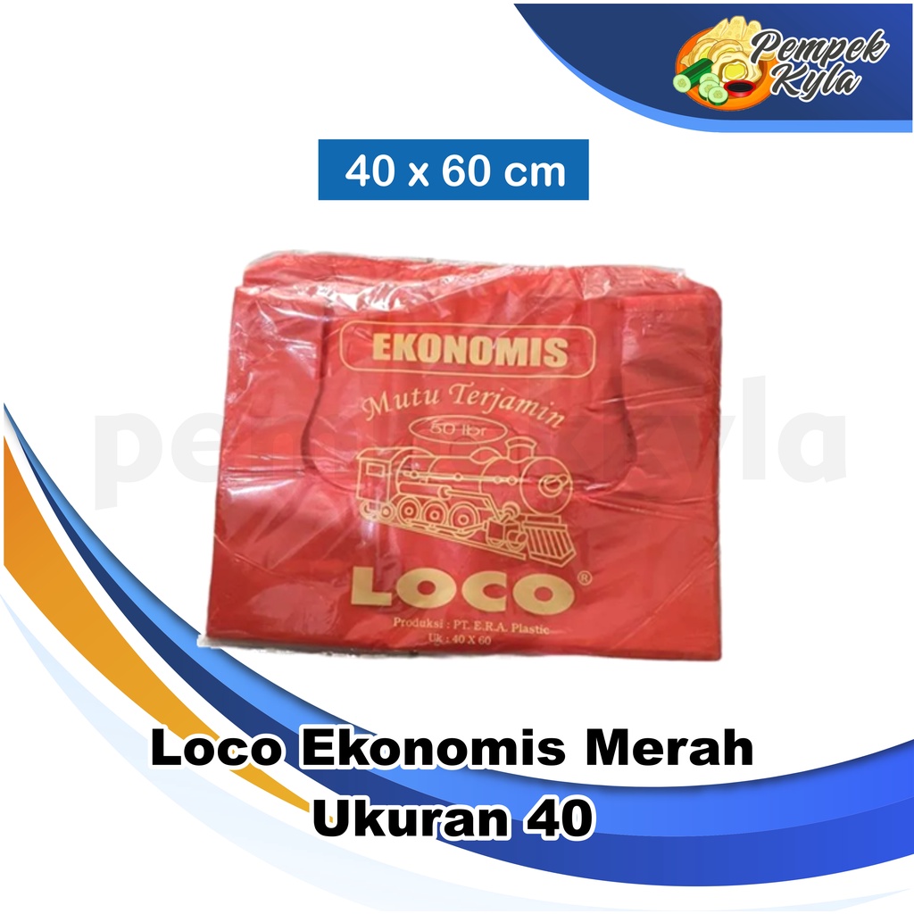 Kantong Plastik Kresek Loco Ekonomis 40 x 60 Merah isi 50 lembar