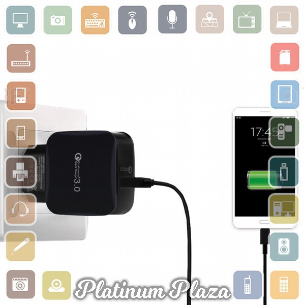 Wall Charger USB 1 Port QuickCharge 3.0 - Black`E09ED4-