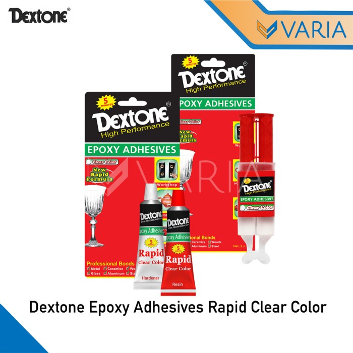 Dextone Epoxy Adhesives Rapid Plastic Steel 5 Menit Kering Clear Color