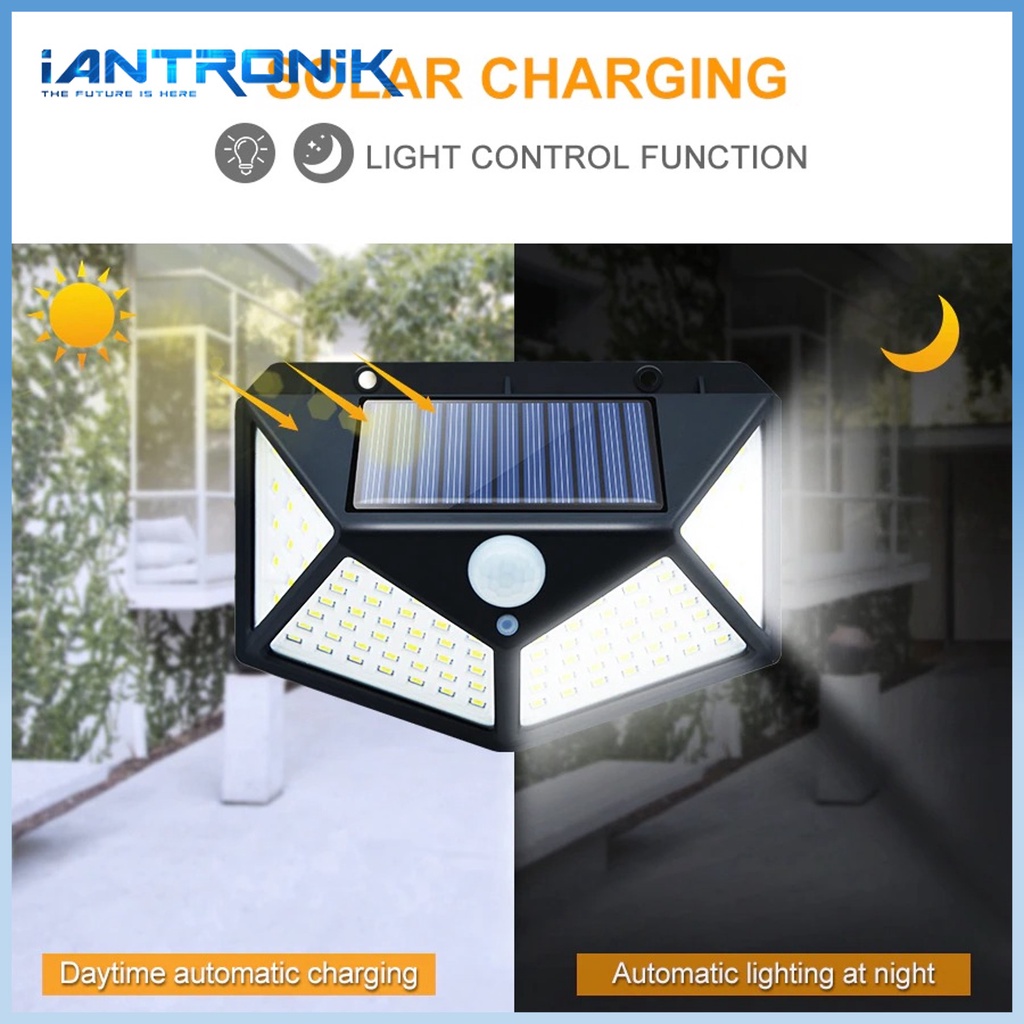 SML-4S Lampu Solar Panel 4 Sisi 100 LED Outdoor - Sesor Gerak Otomatis