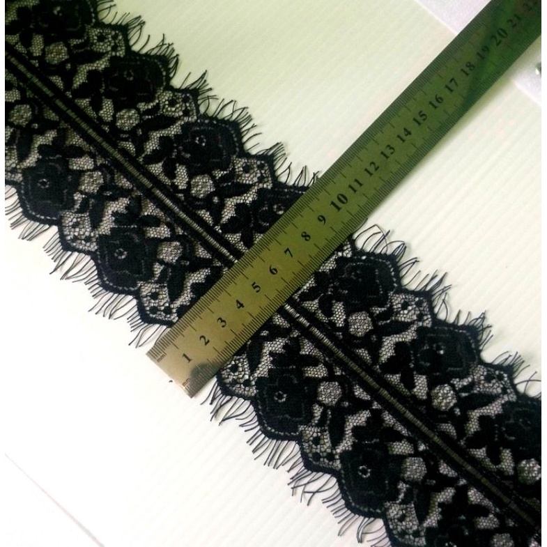 per pcs 3 meter,renda paris warna hitam lebar 10cm