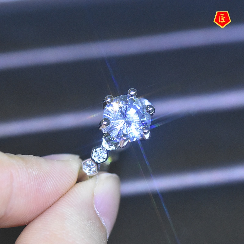 [Ready Stock]Classic Personality Hexagonal Moissanite Ring