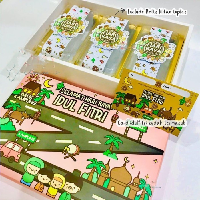

(TERLARIS) Box Lebaran Set Paperbag Idul Fitri Dus Kotak Hamper Toples Kue Kering