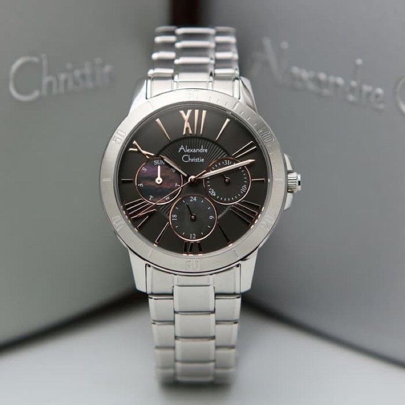 JAM TANGAN WANITA ALEXANDRE CHRISTIE AC 2650 / AC2650 SILVER BLACK ORIGINAL