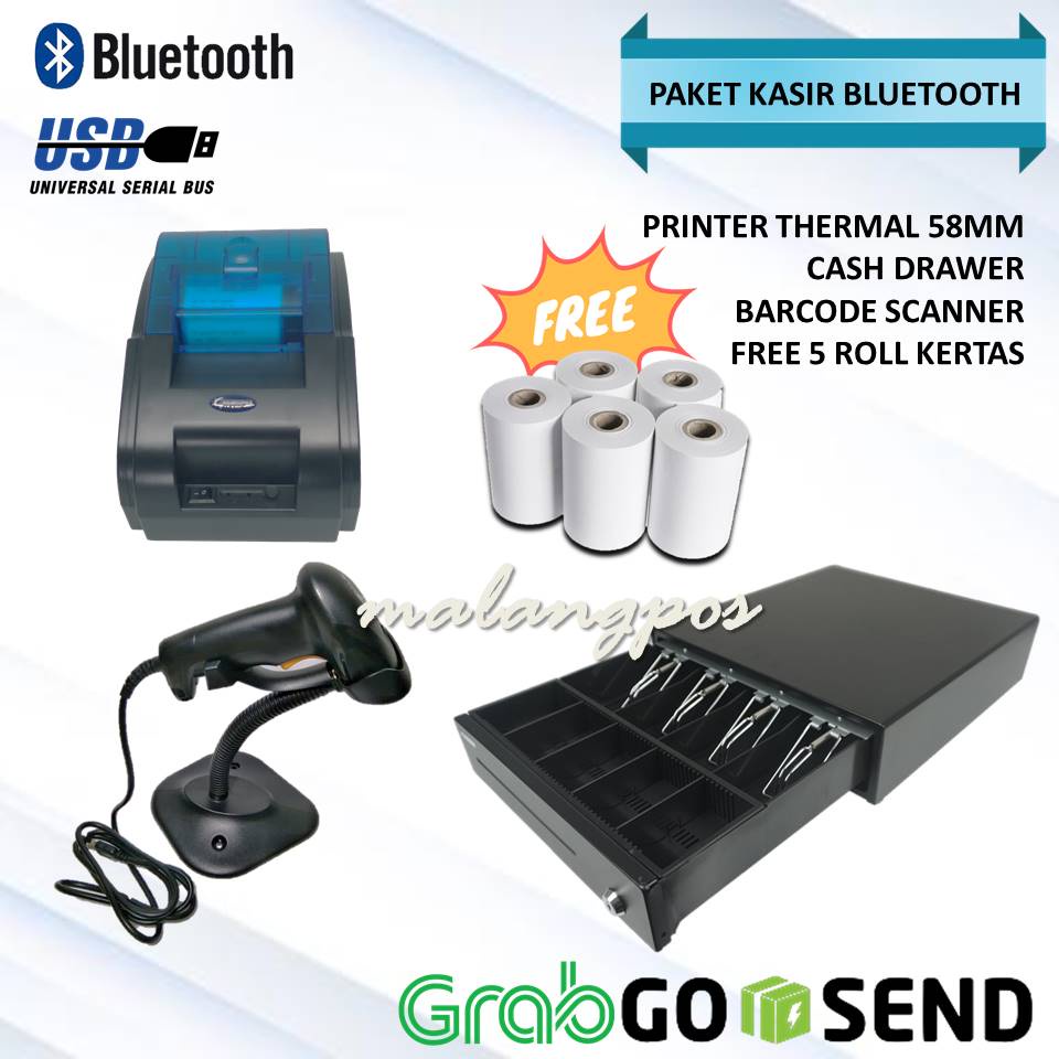 PAKET KASIR MURAH ANDROID PRINTER BLUETOOTH-CASH DRAWER-SCANNER PAKET KASIR MINIMARKET RETAIL