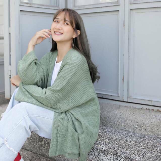 LOOCY CARDIE RAJUT WANITA - SWEATER WANITA - SWEATER RAJUT KNIT-HIJAU MINT