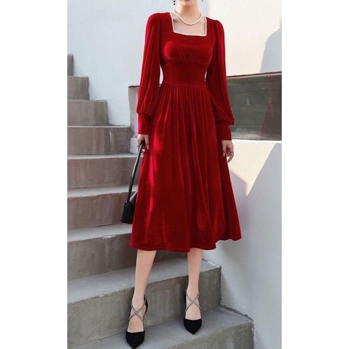 Chiobushop - Teza Midi Dress Bludru | Party Dress | Dress Bridesmaid | Dress Kondangan | Dress Pesta