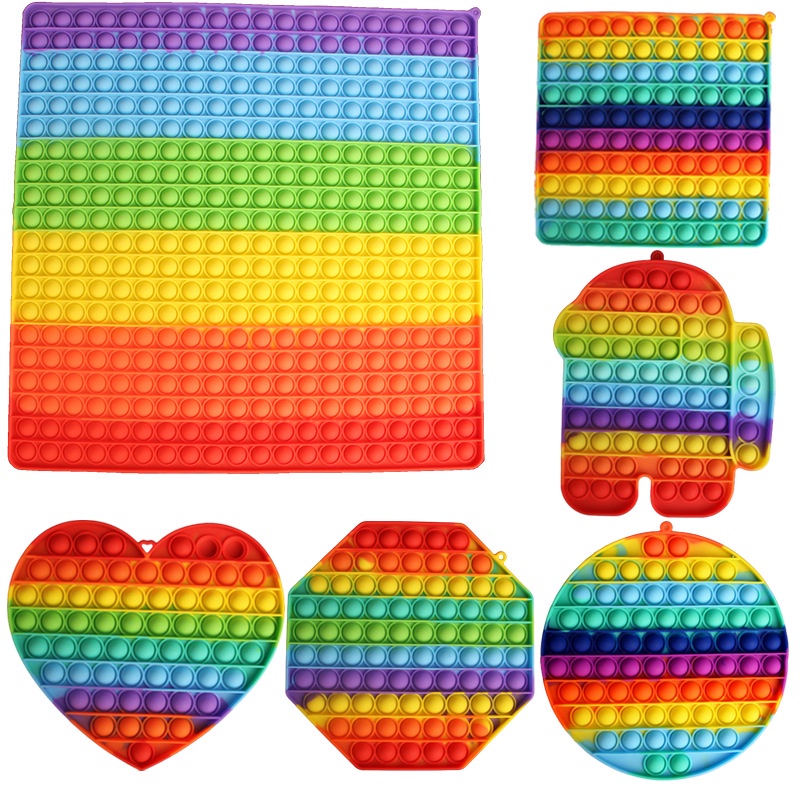 20 Cm Big Size Silicone Rainbow Pop It Fidget Toy Foxmind for Child Educational Push Bubble Figet Toys Simple Dimple