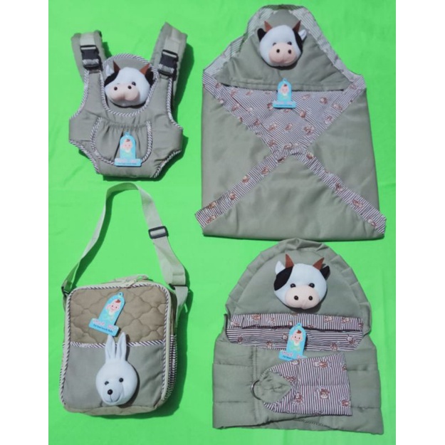 TERMURAH !!! SATU SET PERLENGKAPAN BAYI (PAKET HEMAT 5 in 1) BONUS 1 SET SARUNG TANGAN KAKI BAYI-Krem tanpa kasur