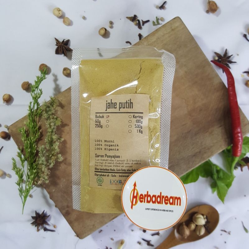 

1 KG BUBUK JAHE PUTIH ZINGIBER OFFICINALE JAE PETHAK WHITE GINGER BAI JIANG HALIA POWDER TEPUNG SERBUK