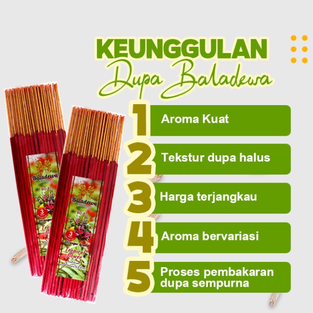 Dupa/Hio Wangi Harum Tropical Flowers Merah Baladewa 3 Jam 50 Stick