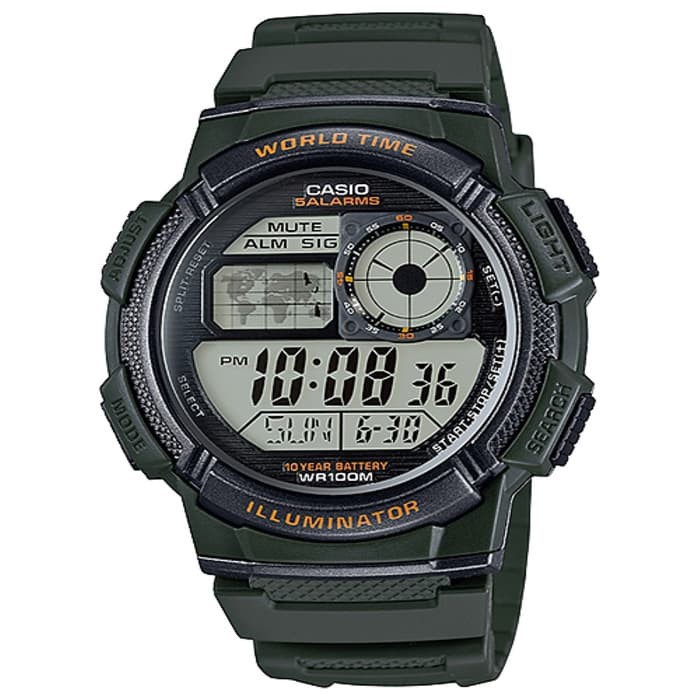 Casio Digital Jam Tangan Pria Hijau AE-1000W-3A Original