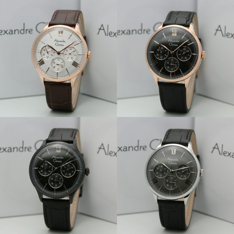 jam tangan pria alexandre christie 6568MF original tali kulit