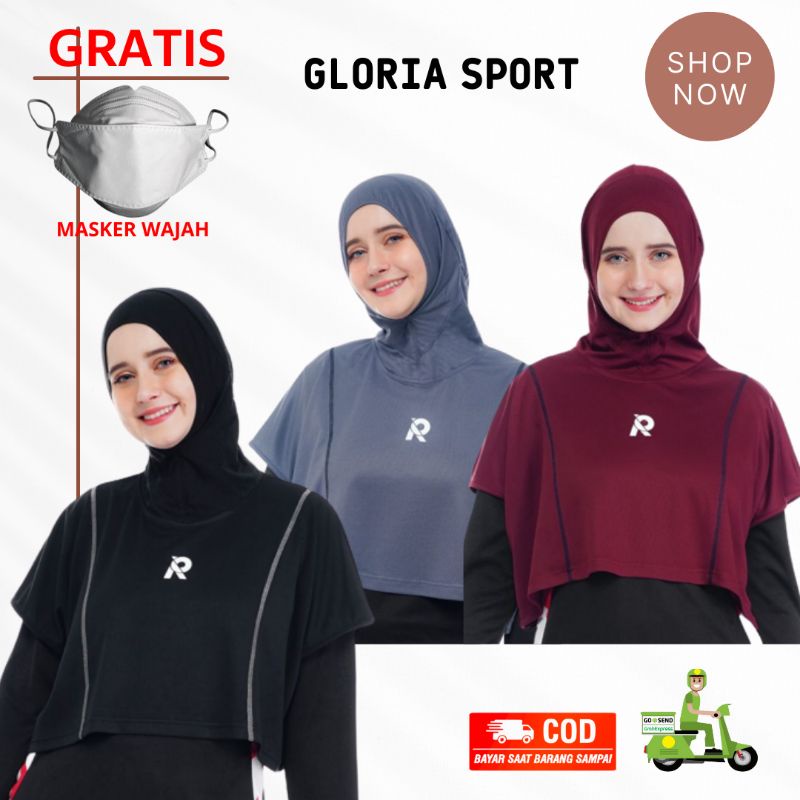 [FREE MASKER] Rocella Hijab Sport Gloria - Jilbab Sport Syar'i - Hijab Bersepeda - Jilbab Running - 