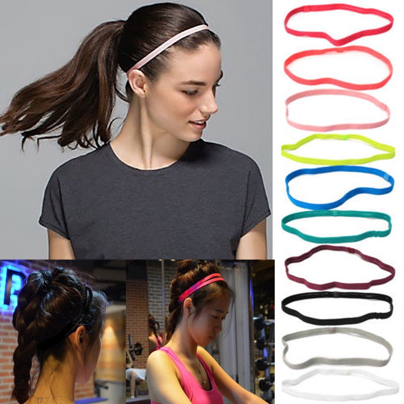 Wanita Pria Yoga Sport Cewek Gym Karet Olahraga Sepak Bola Head Sweatband Anti-slip Elastis Ikat Kepala Lari Kebugaran Rambut Band