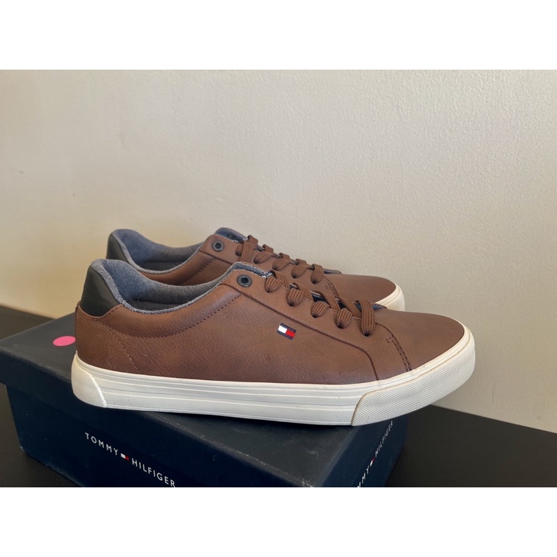 Tommy Hilfiger Men Dark Brown Shoes ORIGINAL US/Sepatu Pria/Cowok/Leather Sneakers