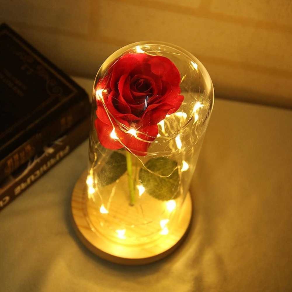 Bunga Mawar Lampu LED Dekorasi Beauty and The Beast Rose kaca tumblr unik AC01 ACEVIVI Grab Medan