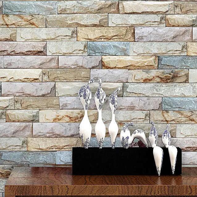 ♠ Promo Murah Wallpaper Dinding Bata Biru Coklat Hitam Merah Mix Premium Real HD 3D 45cm x 4,5m ▼